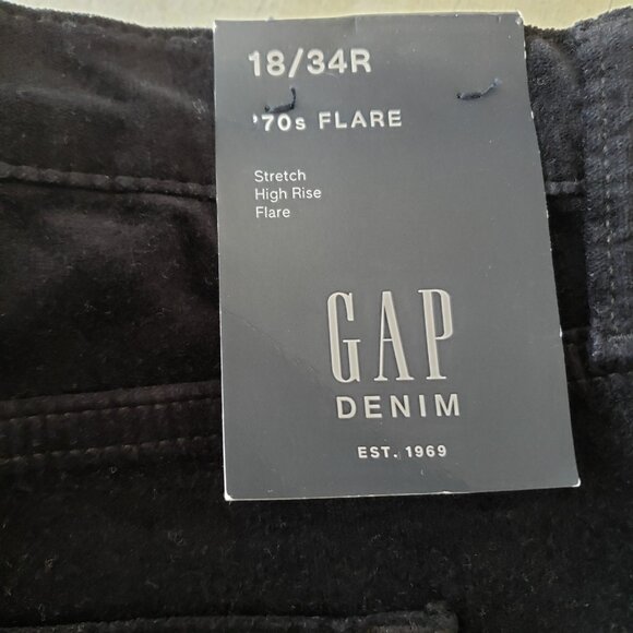 NWT - High Rise Stretch Black Velvet '70s Flare Pants - Size 18/34R - Picture 2 of 10